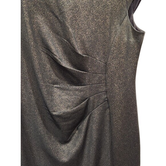 BOSTON Proper Black Gold Sparkle Ruched Side Cap Sleeve Mini Dress, L - Picture 3 of 8